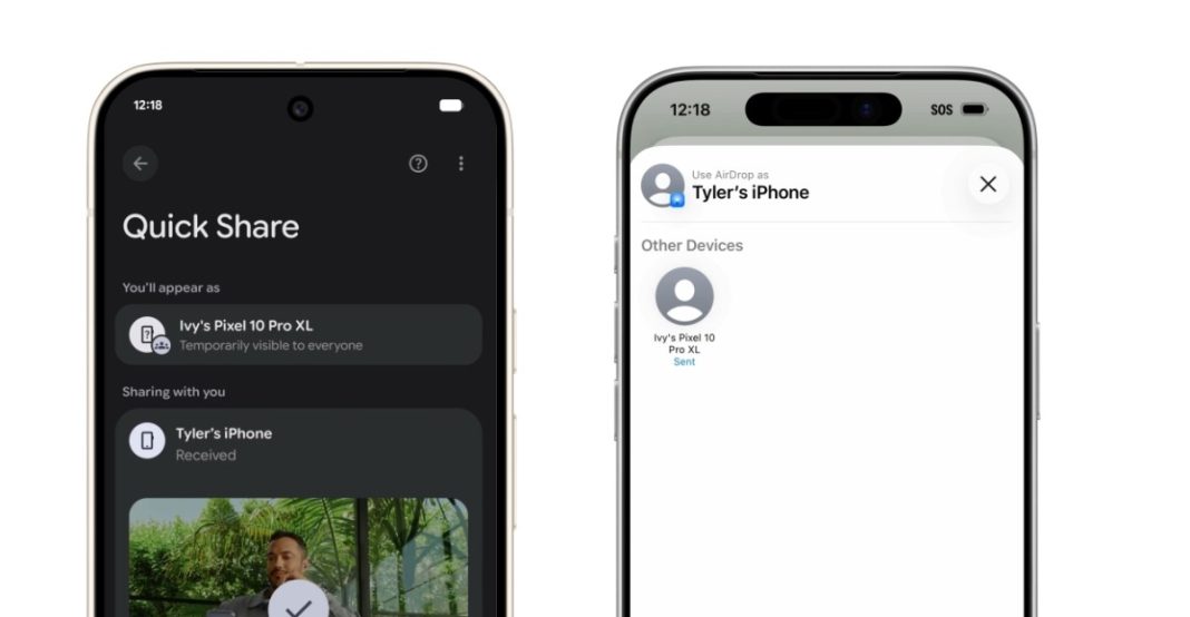 Pixel 10 phones now support AirDrop.