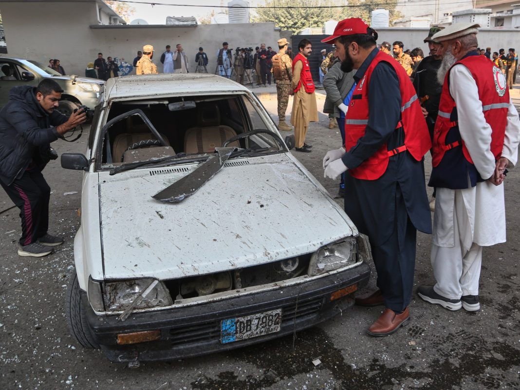 Six people have died after a suicide attack hit a paramilitary complex in Pakistan’s Peshawar. Six people have died after a suicide attack hit a paramilitary complex in Pakistan’s Peshawar.