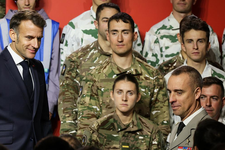 French president announces new military program for 18 and 19-year-old volunteers.
