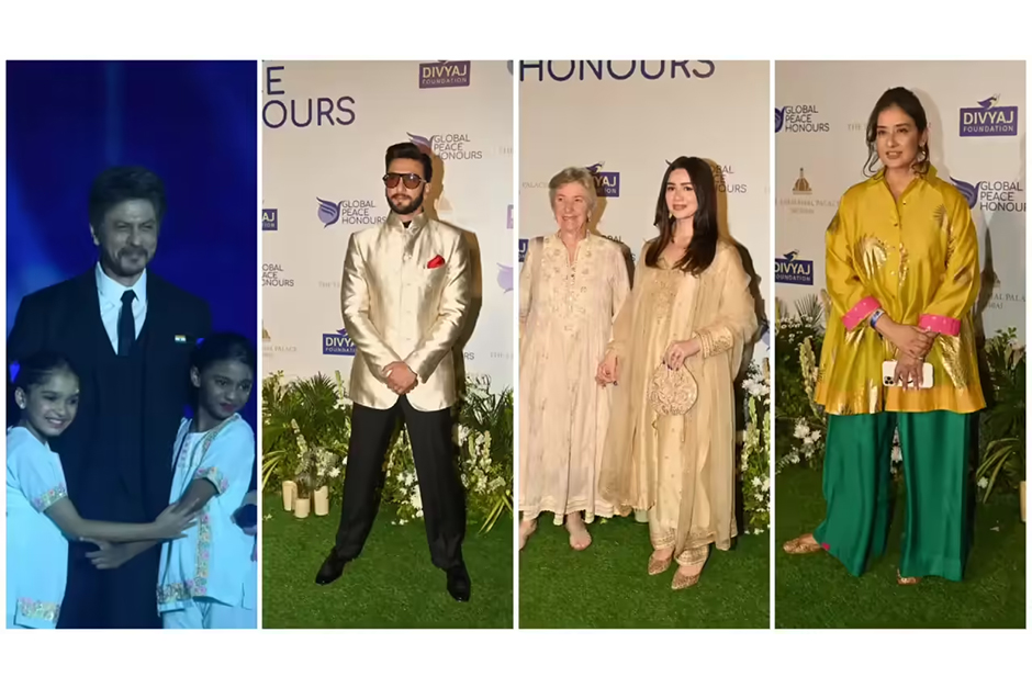 Shah Rukh Khan pays tribute to 26/11, Pahalgam and Delhi blast victims; Ranveer Singh, Sara Tendulkar, Manisha Koirala join him at Global Peace Honours 2025