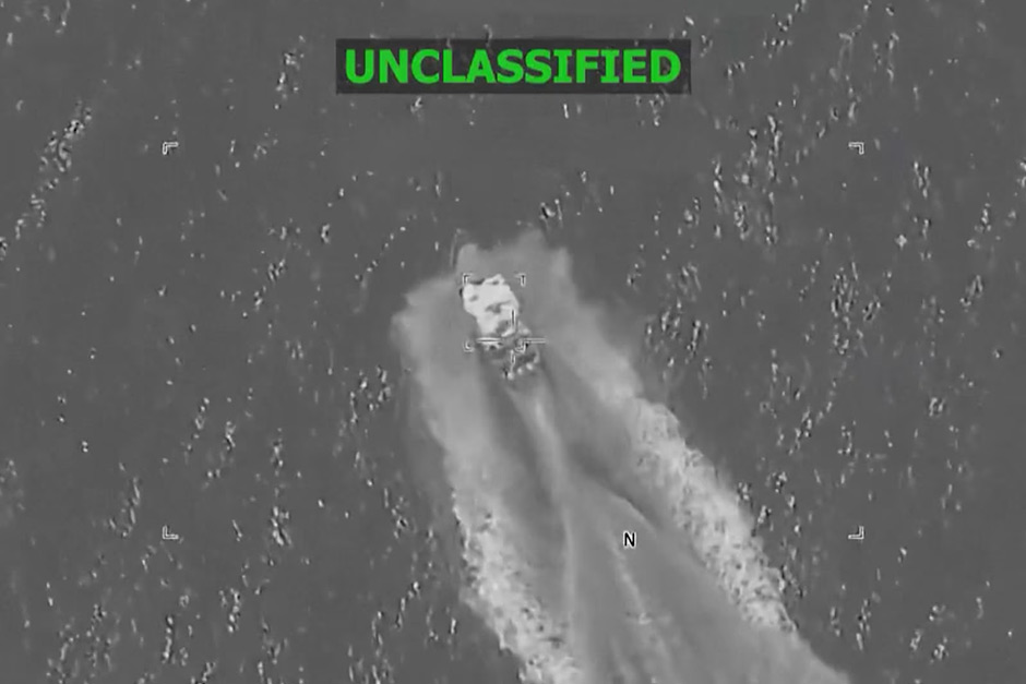 US military says eight died in attacks on suspected drug boats. US military says eight died in attacks on suspected drug boats.