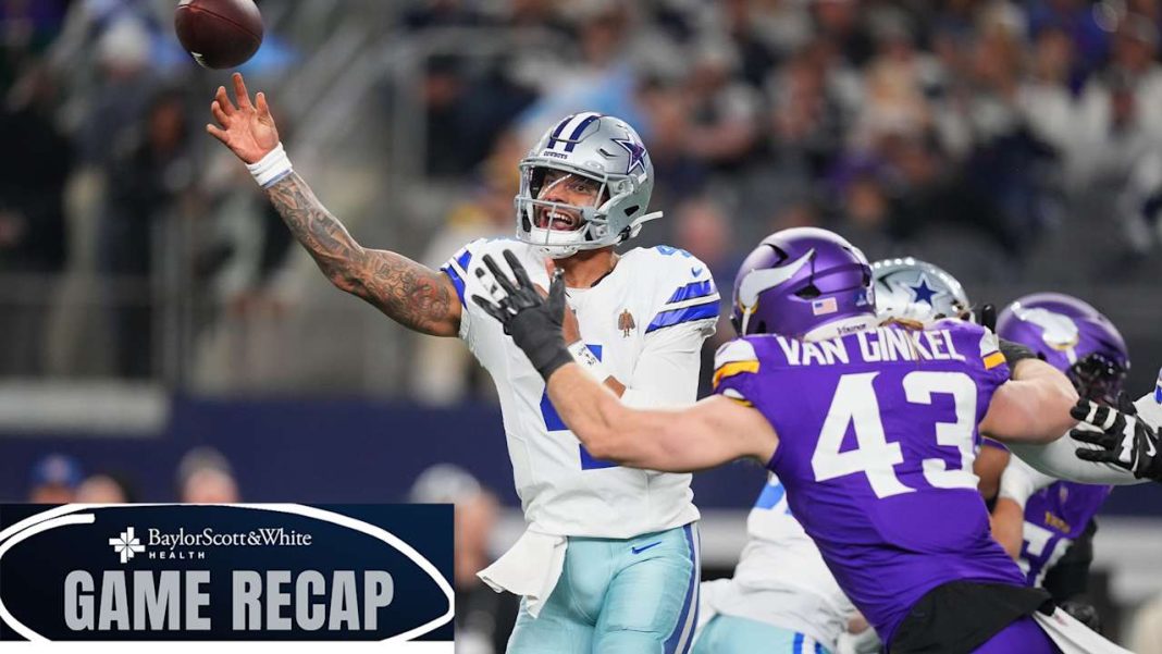 The Cowboys lost to the Vikings, 34-26. The Cowboys lost to the Vikings, 34-26.