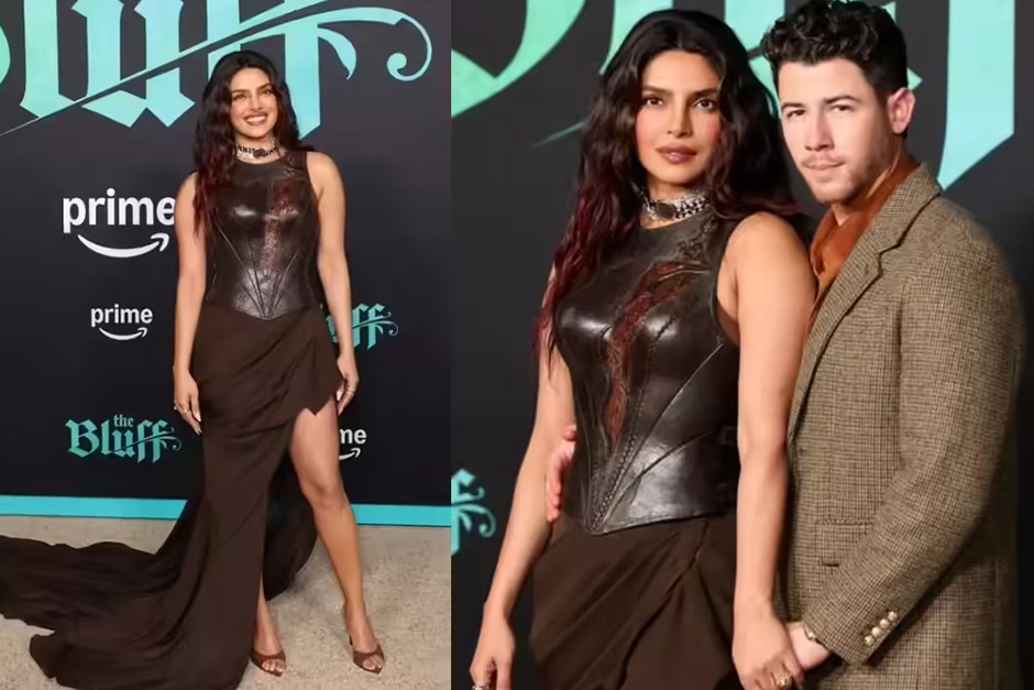Priyanka Chopra slips in pretty corset gown after slaying in gilded warrior Princess attire at The Bluff premiere party