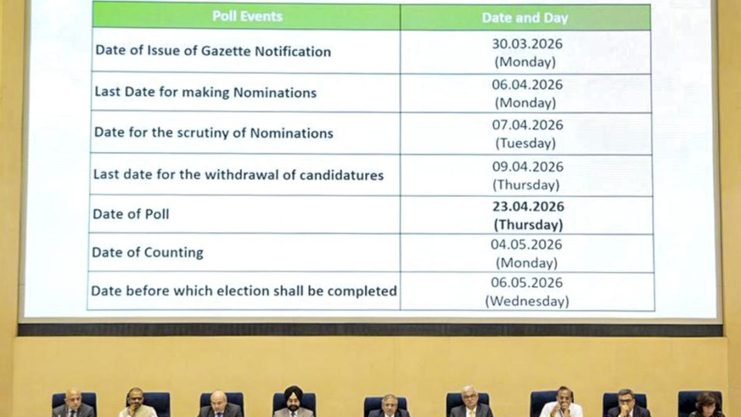 Tamil Nadu Assembly elections 2026: full schedule Tamil Nadu Assembly elections 2026: full schedule