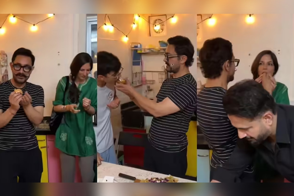 Aamir Khan cuts his birthday cake with girlfriend Gauri Spratt, kids Azad Rao, Ira and Junaid Khan, Irfan Pathan shares inside VIDEO