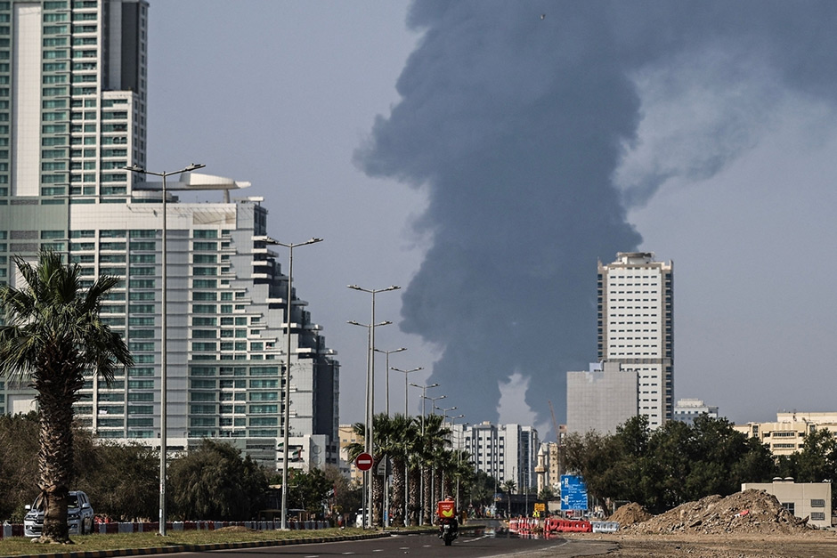Dubai Abu Dhabi news LIVE: UAE responds to missiles from Iran; projectile hits vessel near Sharjah, says UK agency