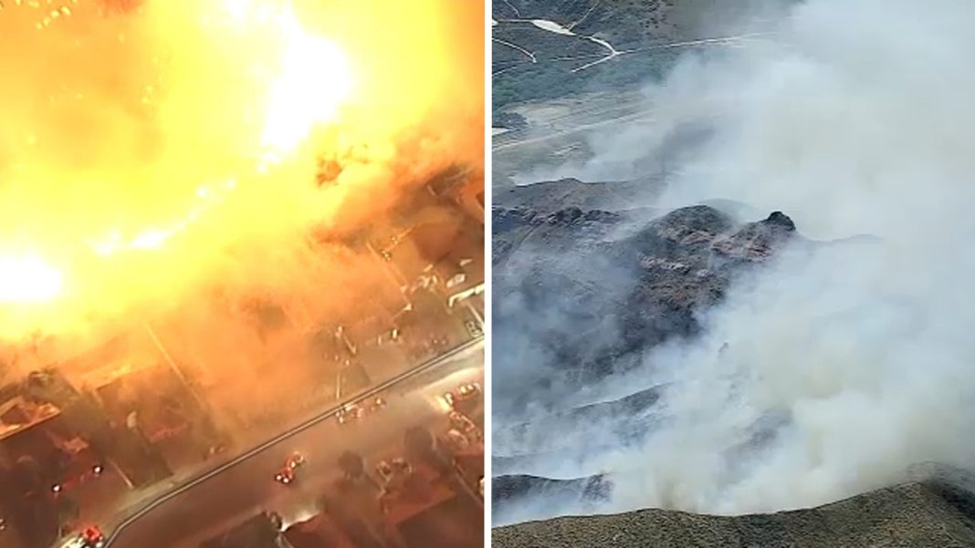 Brush fires are burning in Moreno Valley and the Acton area.