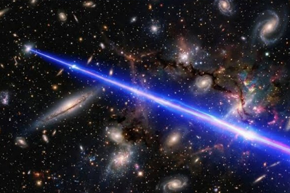 Astronomers find gigantic laser beam signal 8 billion light-years away. Astronomers find gigantic laser beam signal 8 billion light-years away.