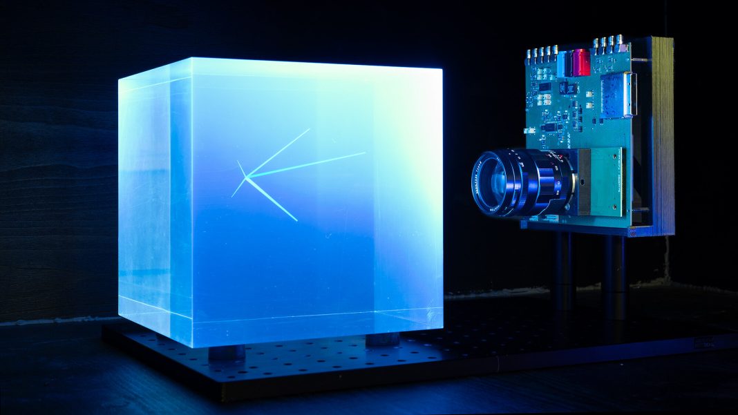 Neutrinos caught on camera: First test of a new prototype particle detector.