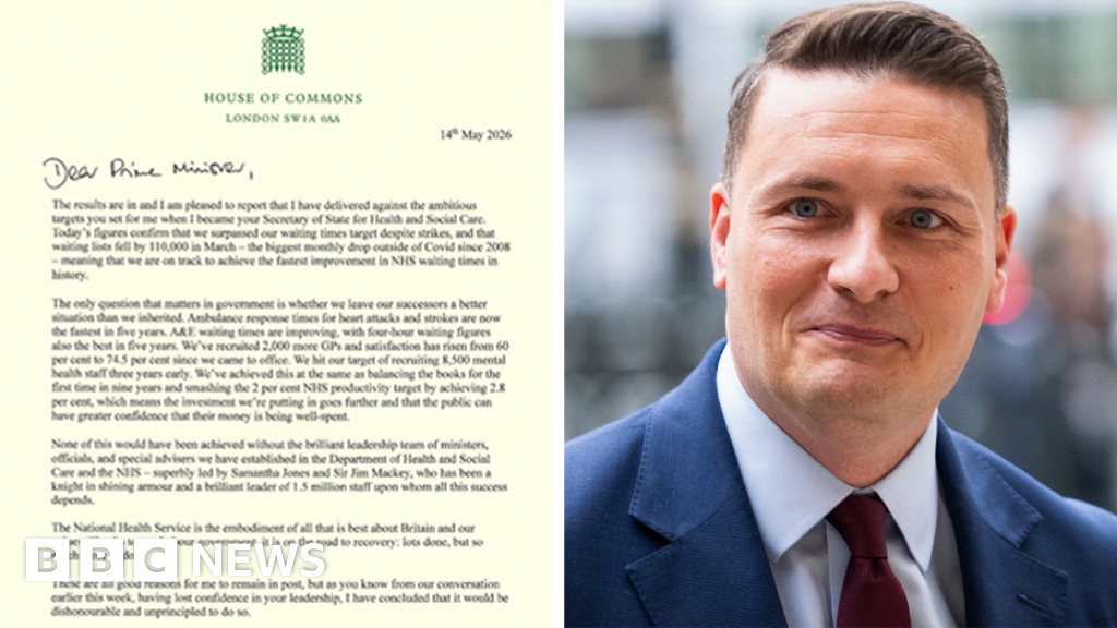 Wes Streeting is stepping down as health secretary – and here's his full letter. Wes Streeting is stepping down as health secretary – and here's his full letter.