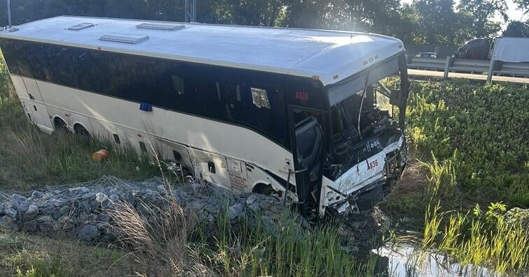Five dead, dozens hurt in bus collision on Virginia highway near a work zone. Five dead, dozens hurt in bus collision on Virginia highway near a work zone.