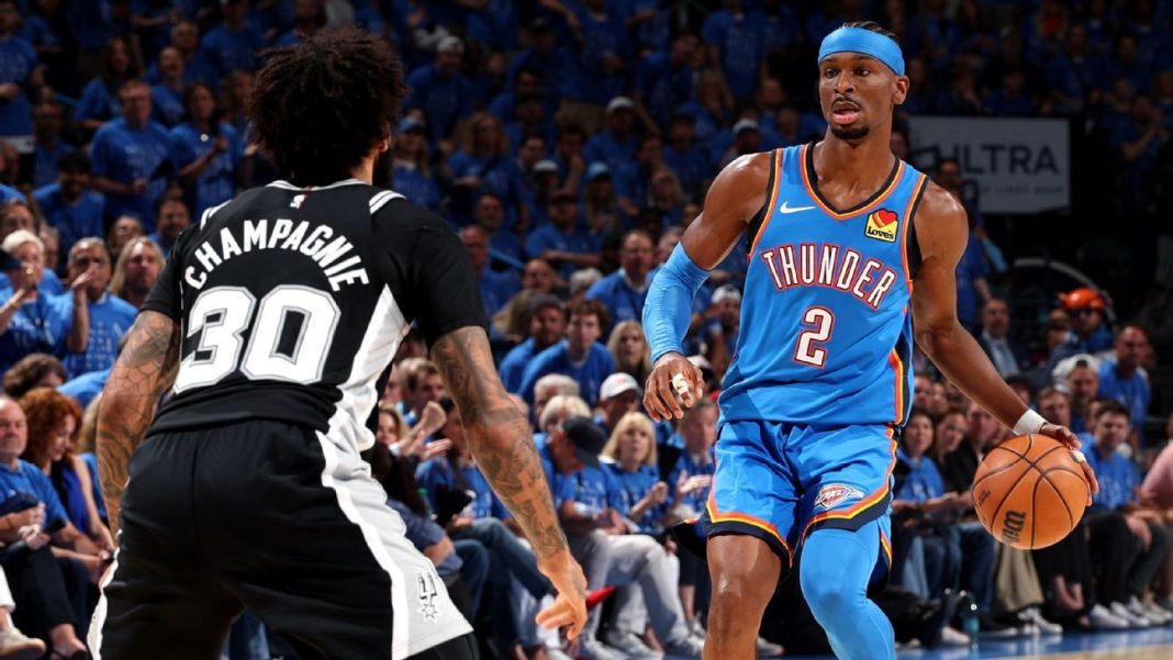It's Game 1 for Spurs vs. Thunder! Follow live in the 2026 NBA Playoffs. It's Game 1 for Spurs vs. Thunder! Follow live in the 2026 NBA Playoffs.